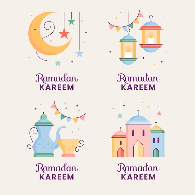 Hand drawn ramadan label collection