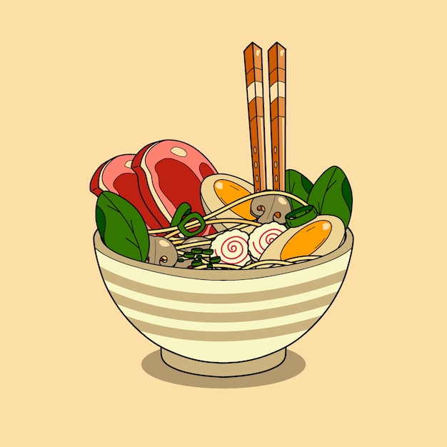 Hand drawn ramen illustration