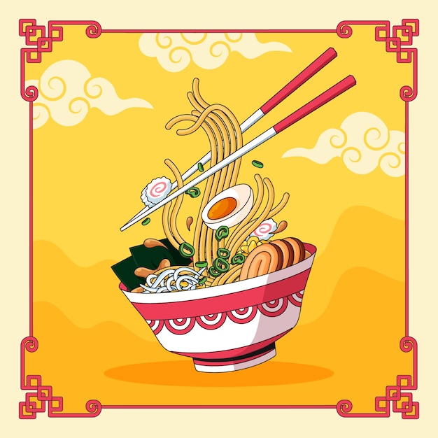 Hand drawn ramen illustration