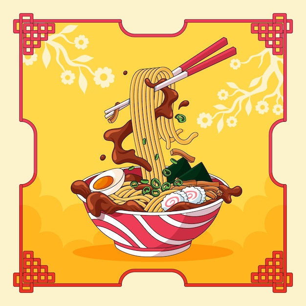 Hand drawn ramen illustration