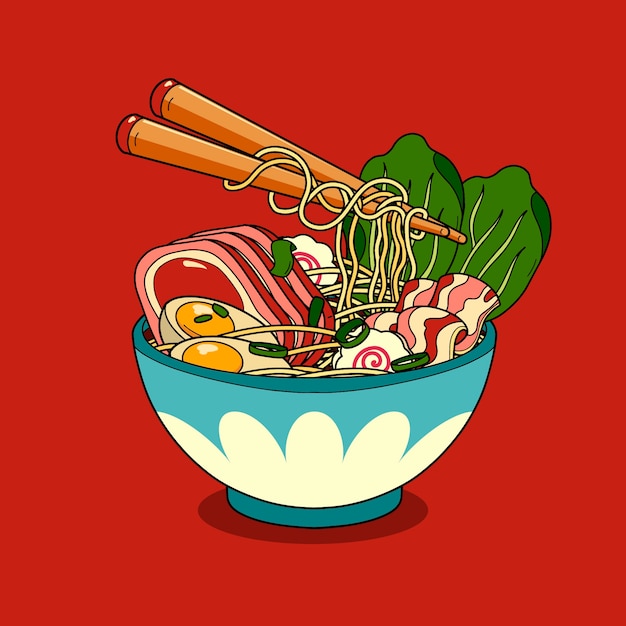 Hand drawn ramen illustration