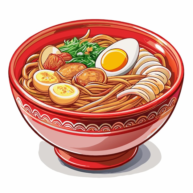 Hand drawn ramen noodle vector illustration