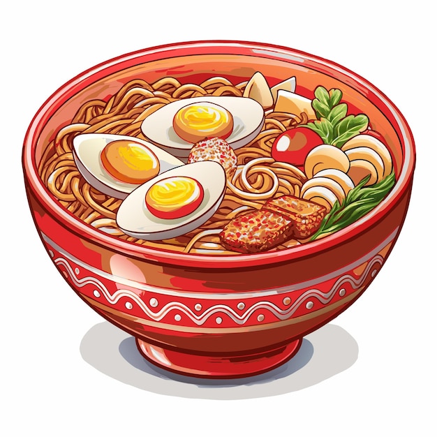 Hand drawn ramen noodle vector illustration