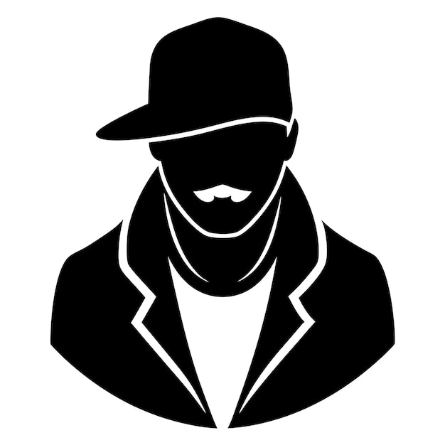 Vector hand drawn rapper silhouette illustration simple and minimal 2