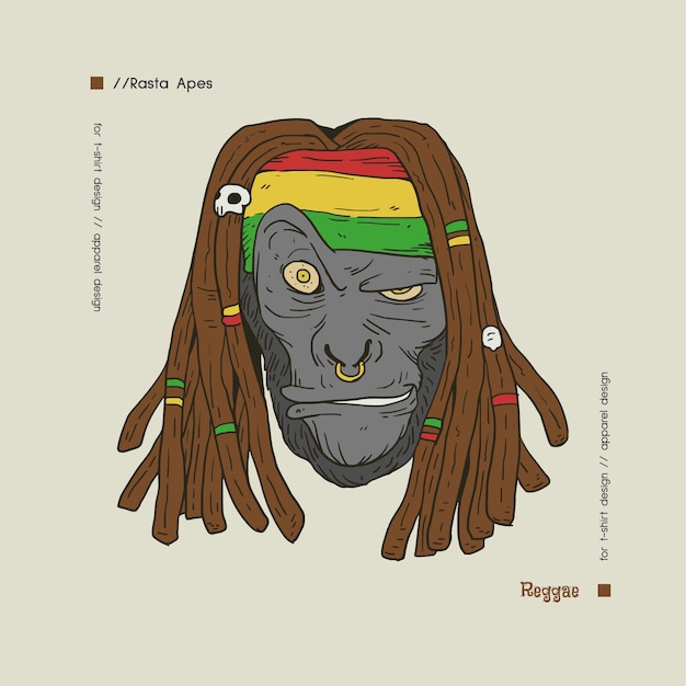 Vector hand drawn rasta apes for tshirt