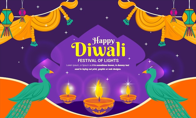 Hand drawn realistic illustration of diwali festival event concept