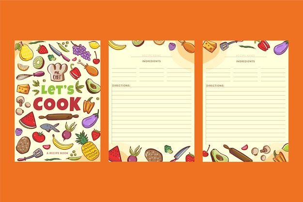 Hand drawn recipe book design