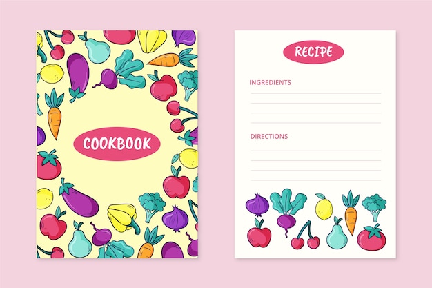 Hand drawn recipe book template