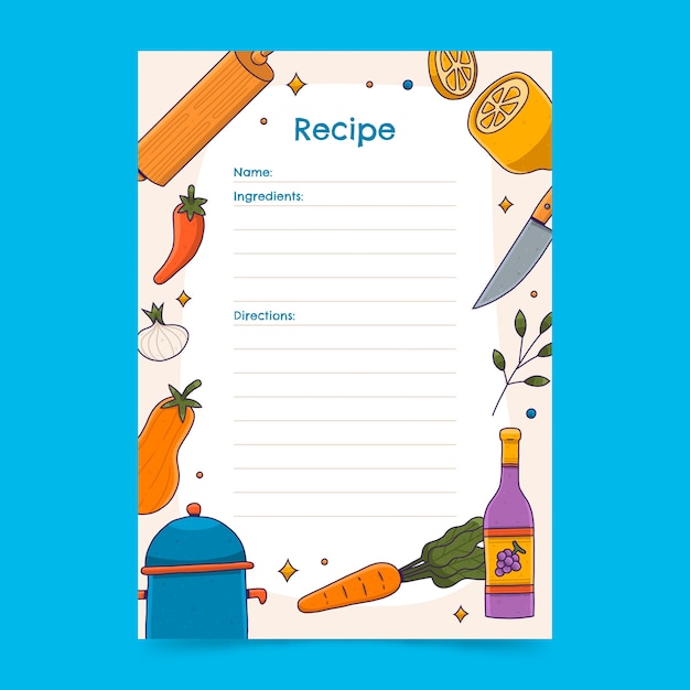 Hand drawn recipe book template