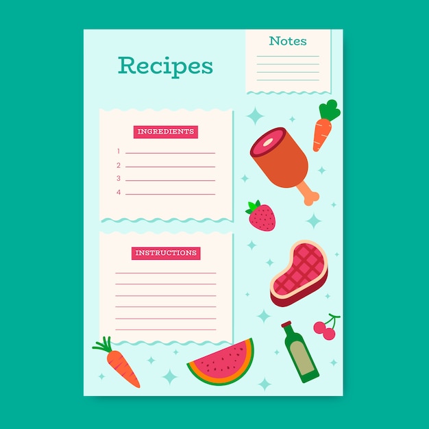 Vector hand drawn recipe template