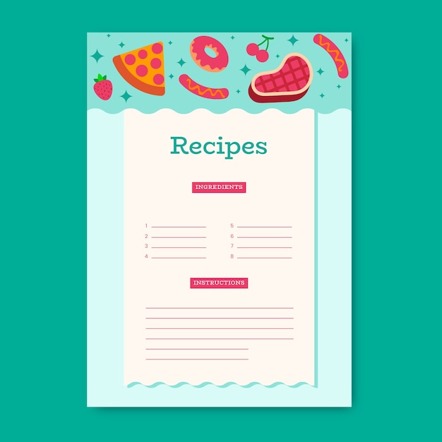 Hand drawn recipe template