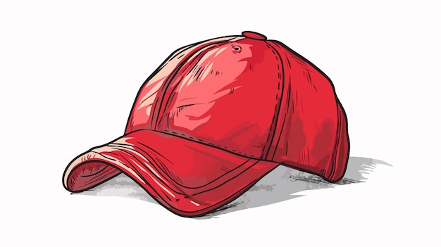 Vector hand drawn red baseball cap hat vector illustration