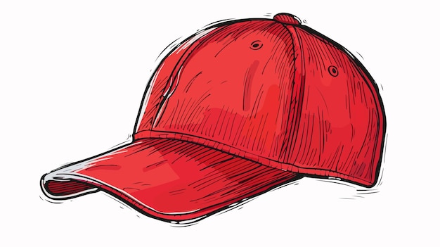 Hand Drawn Red Baseball Cap Vector Illustration