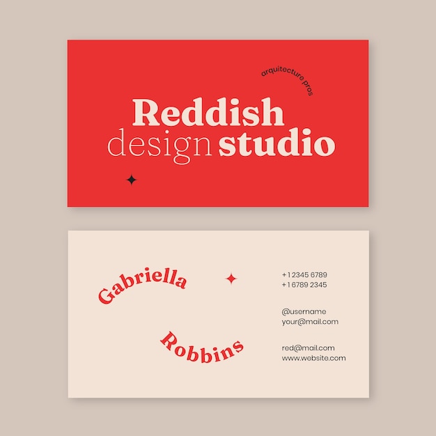 Hand drawn red business card template