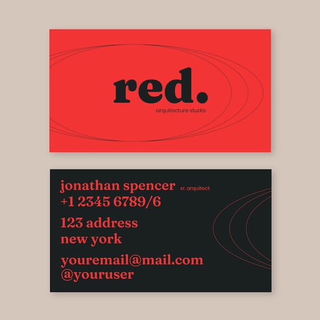 Hand drawn red business card template