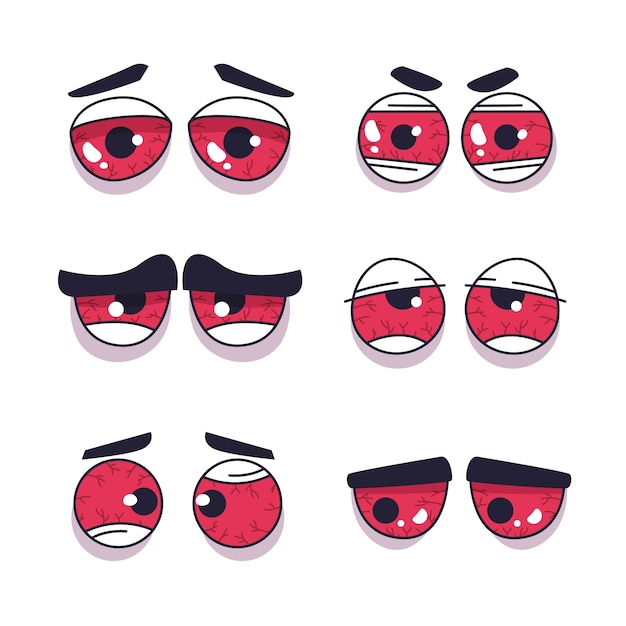 Hand drawn red eyes cartoon illustration