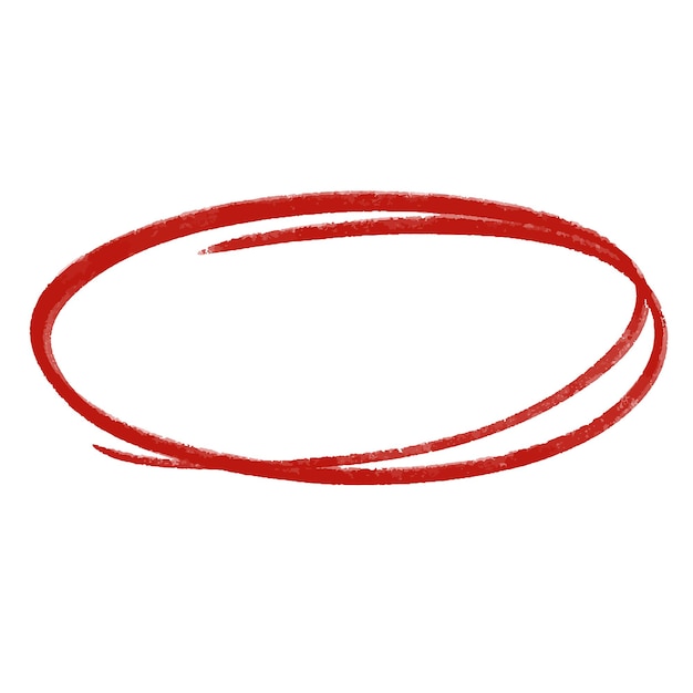 Hand drawn red pen circle loop hand made red pencil