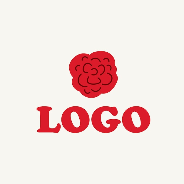 Hand Drawn Red Rose Flower Logo Vector