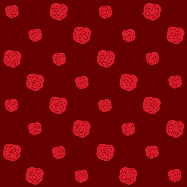 Hand Drawn Red Rose Seamless Pattern