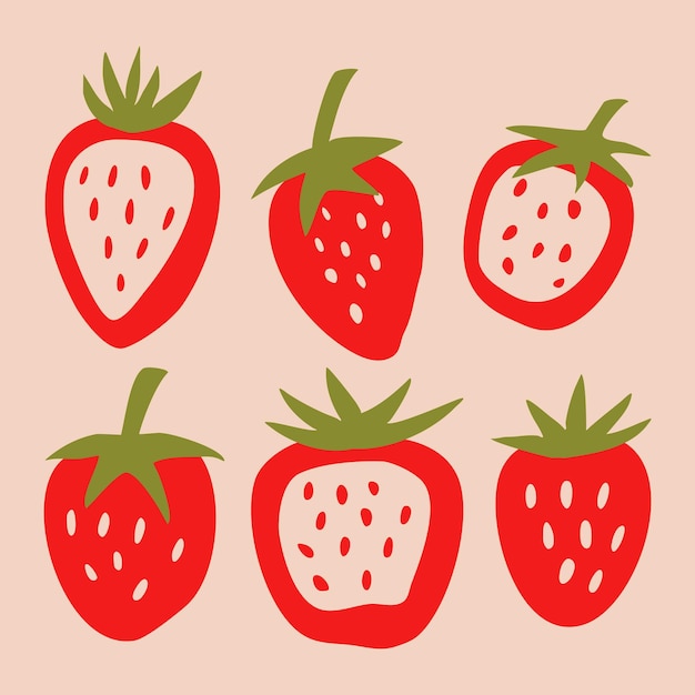 Hand drawn red strawberry fruit