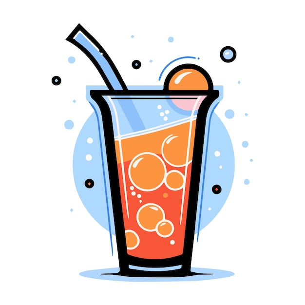 Hand Drawn refreshing juice in doodle style