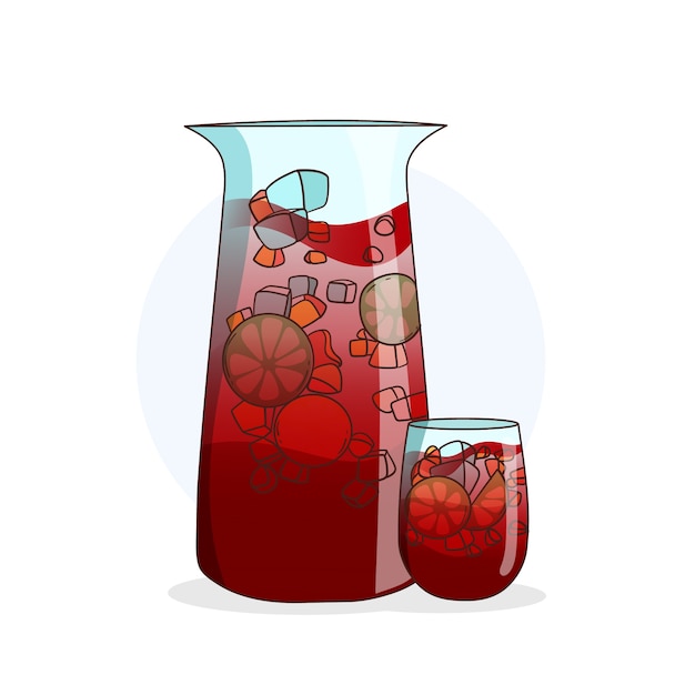 Hand drawn refreshing sangria illustration