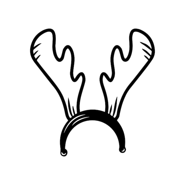 Hand drawn reindeer horns head band isolated on a white background