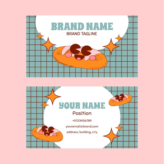 Hand drawn retro branding business card design template