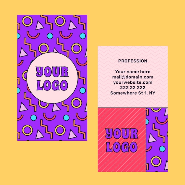 Hand drawn retro business card template design