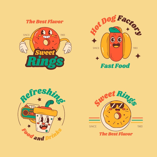 Hand drawn retro logo collection