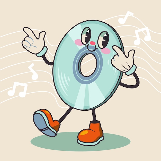 Hand drawn retro music characters cartoon illustration