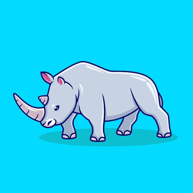 Hand drawn rhinoceros icon cartoon vector illustration