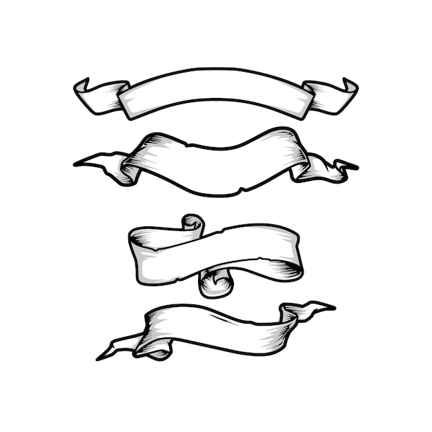 hand drawn ribbon banners