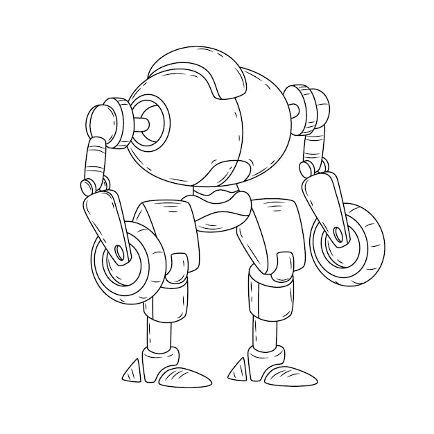 Vector hand drawn robot drawing illustration