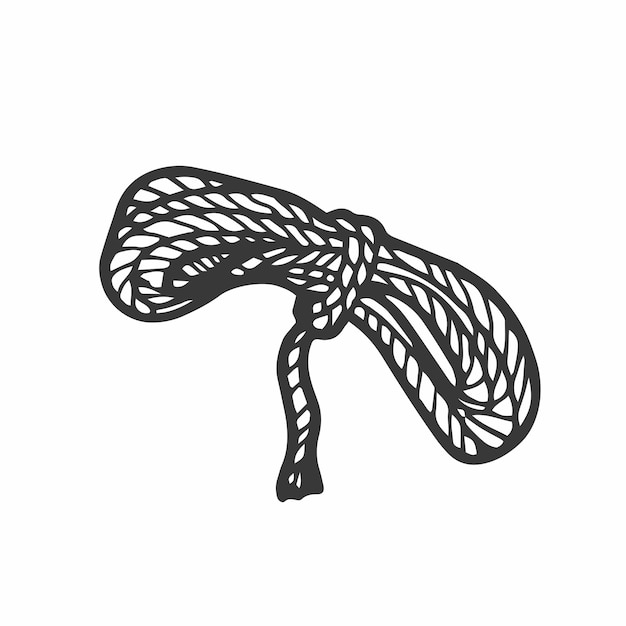 Hand drawn rope isolated on white background One image of series Camping time Vector illustration