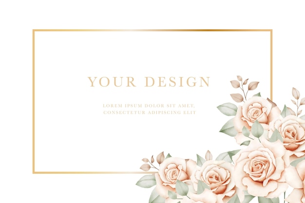 Hand drawn Rose floral card background