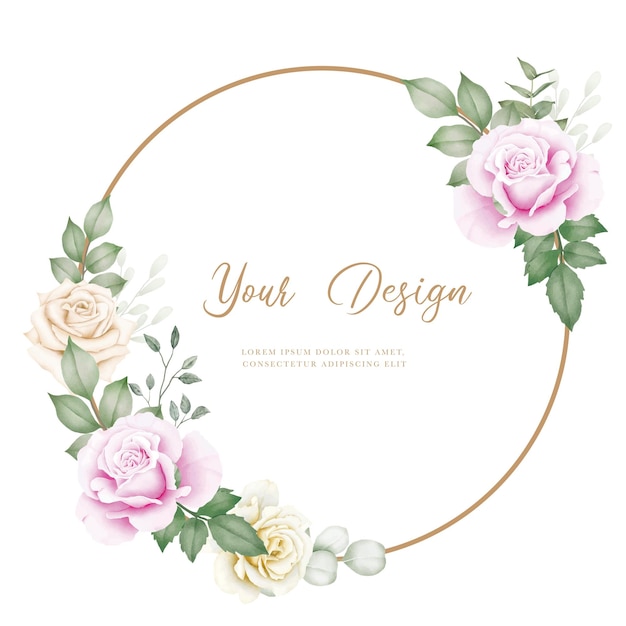 Hand drawn Rose Floral wreath design