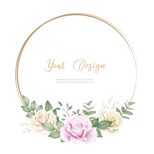 Hand drawn Rose Floral wreath design