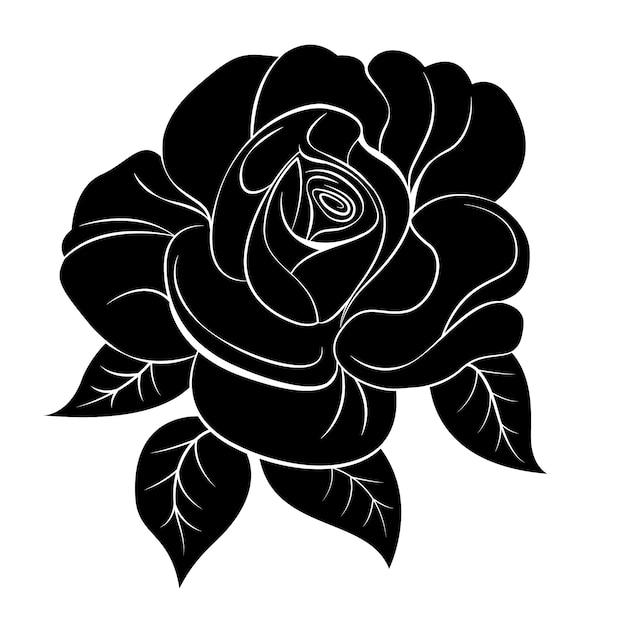 Hand drawn rose silhouette