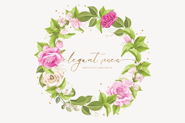 Hand drawn rose wreath background