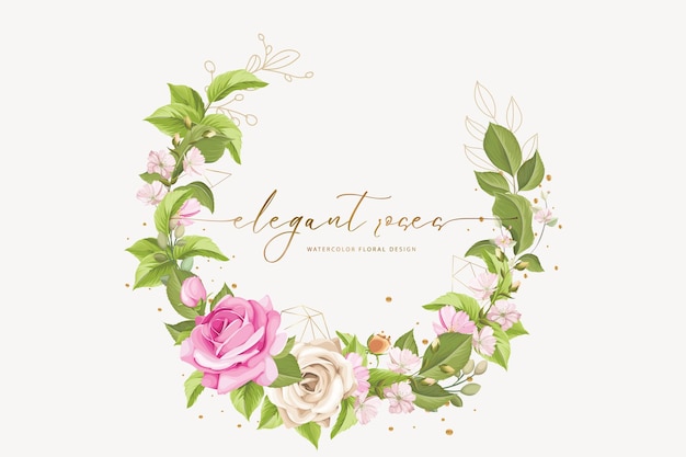 Hand drawn rose wreath background