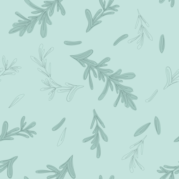 Hand drawn rosemary  seamless pattern.