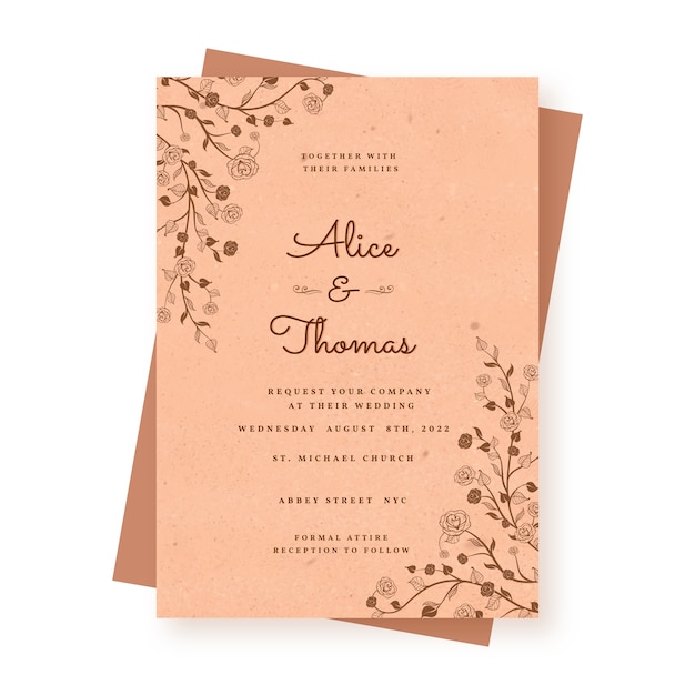 Hand drawn rustic wedding invitations