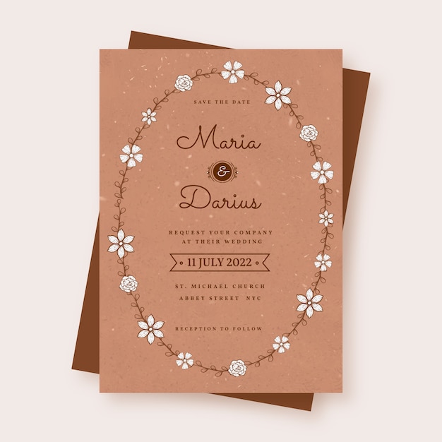 Hand drawn rustic wedding invitations