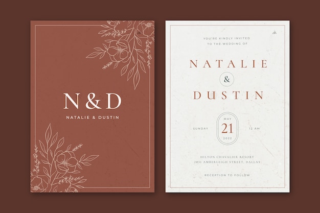 Hand drawn rustic wedding invitations