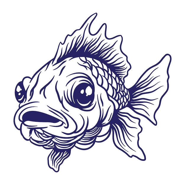 hand drawn ryukin goldfish illustration