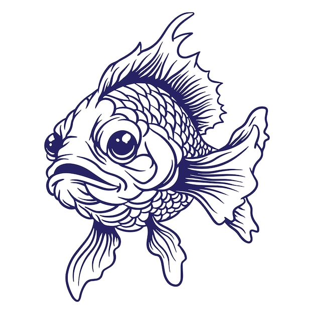 hand drawn ryukin goldfish illustration