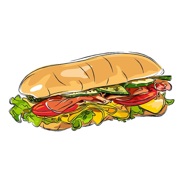 HAND DRAWN SANDWICH ILUSTRATION