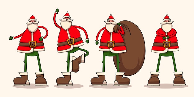 Hand drawn santa claus characters collection