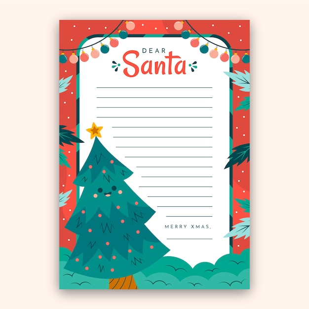 Hand drawn santa letter template